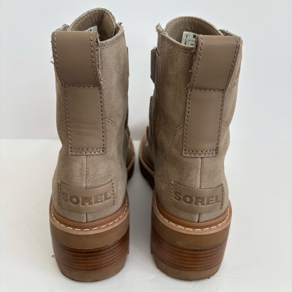 Sorel Joan Now Lace Up Suede Taupe Lug Sole Heeled Boots 7 - Picture 10 of 14